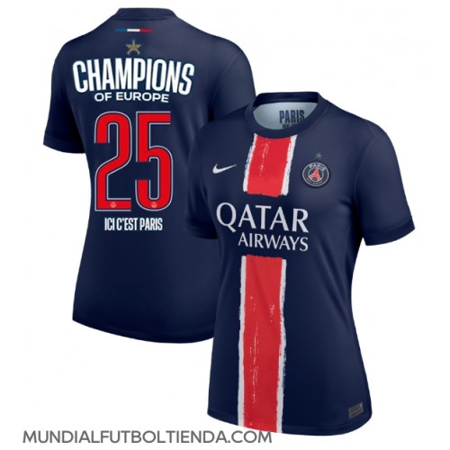 Camiseta Paris Saint-Germain Primera Equipación Replica 2024-25 UCL Champions para mujer mangas cortas